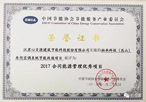 空調(diào)節(jié)能改造獲獎(jiǎng)證書(shū)